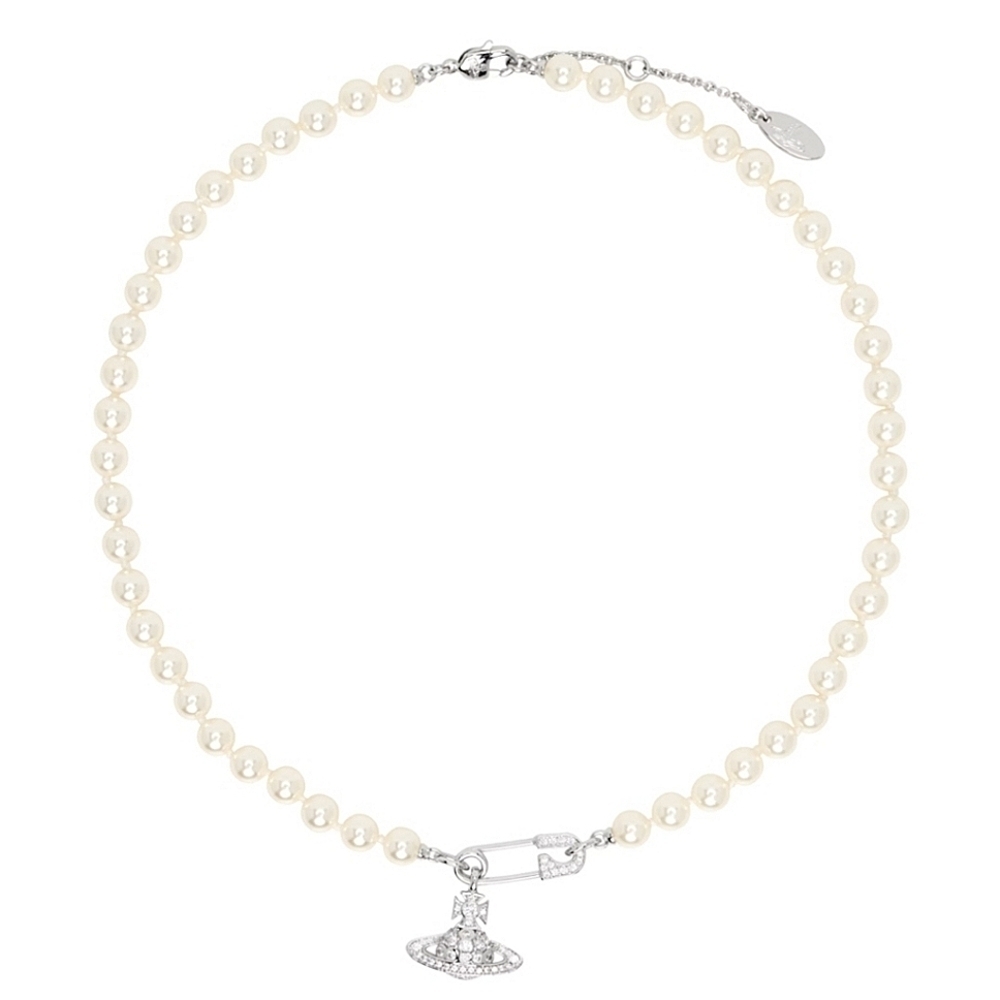 🩶▪️Vivienne Westwood▪️Off-White Lucrece Pearl Necklace (Silver Tone)